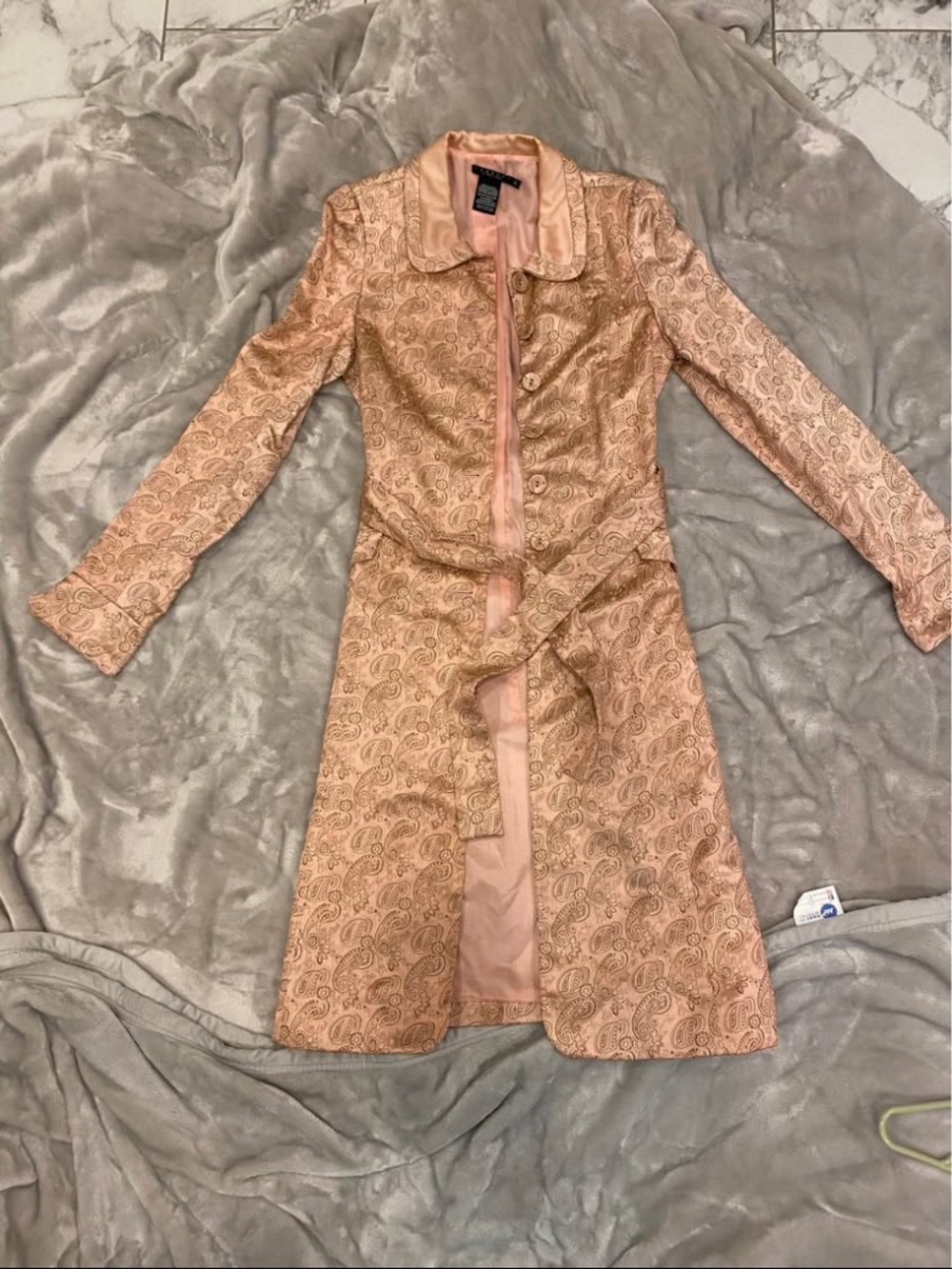 Laundry By Shelli Segal Peach Paisley Trench Coat